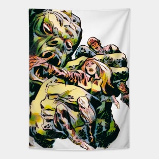 Giant Monster Hands Green Mud Horror Halloween Retro Comic Vintage Tapestry