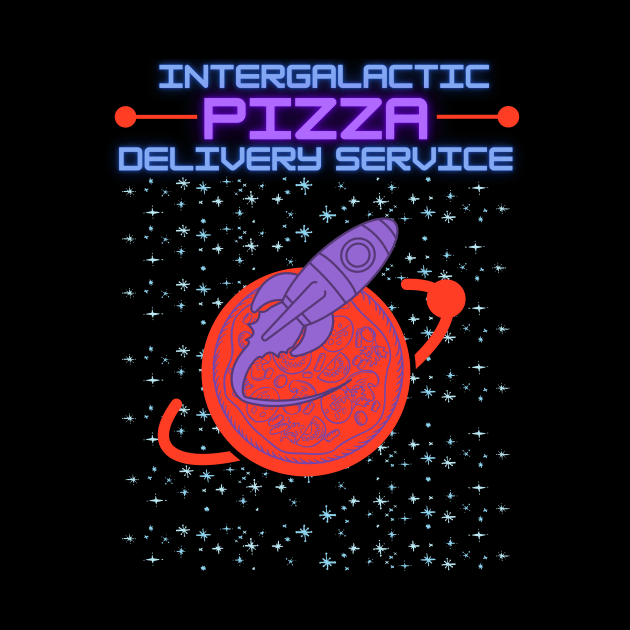 Intergalactic Pizza Delivery Stars Retro Galaxie by Maggini Art