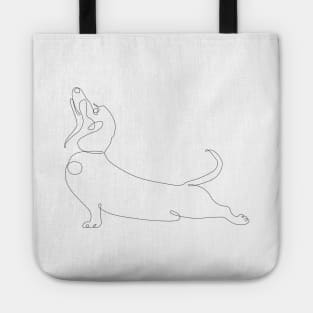 One Line Dachshund Upward Facing Dog Tote