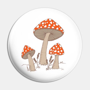 Trio of Mushrooms Pin