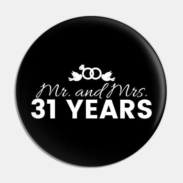 31st Wedding Anniversary Couples Gift Pin by Contentarama