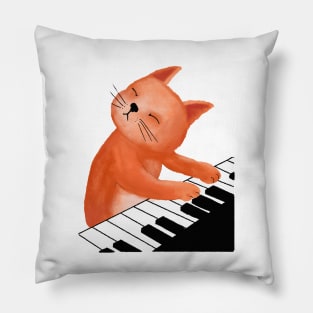 Cat playing piano Pillow