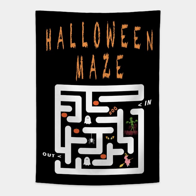 Halloween Maze - Happy Halloween Day Tapestry by aastal72