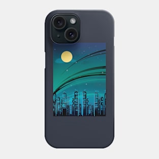 Blue City Night Moon Phone Case