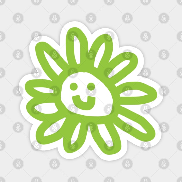 Green Daisy Flower Smiley Face Graphic Green TeePublic