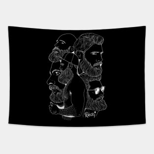 Bear montage white line Tapestry