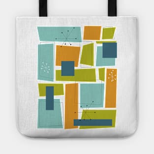 Abstract Rectangles Turquoise Orange Green Mid Century Tote