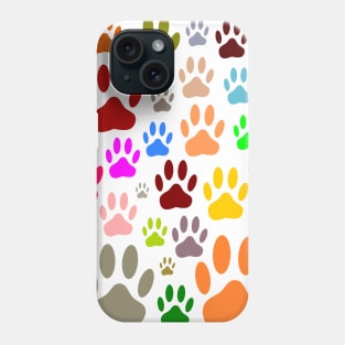 Colorful Dog Paw Prints All Over Phone Case