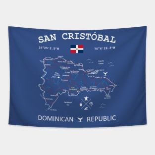 San Cristóbal Dominican Republic Flag Travel Map Coordinates GPS Tapestry