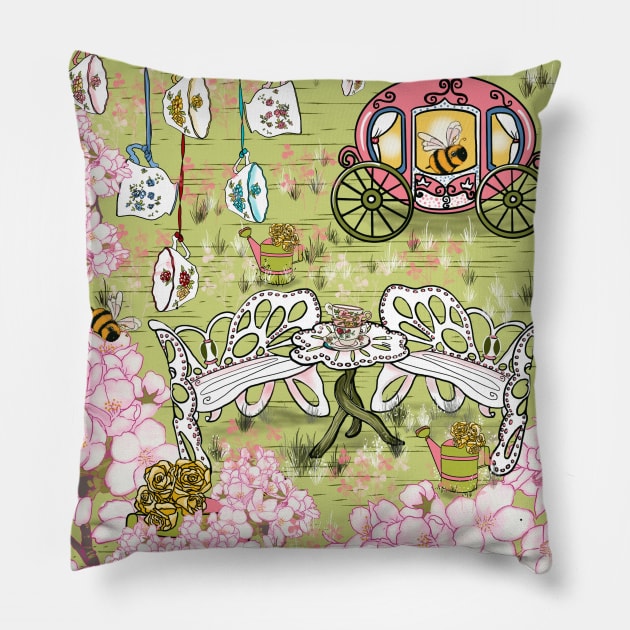 Queen Bee Garden Party Pillow by Salzanos