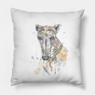 Brindle greyhound portrait Pillow