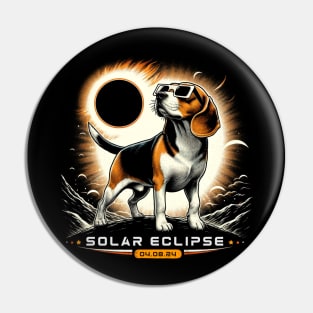 Solar Eclipse Beagle Adventure: Chic Tee with Playful Canine Friends Pin