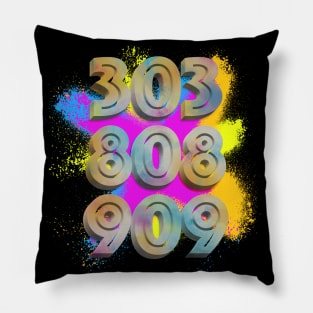 303, 808, 909 Synth Drum Machine - DJ Typographic Design Pillow