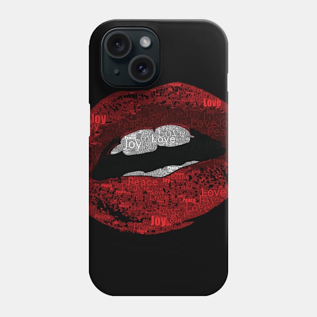 Typography Red Lips Design by InsideLuv Phone Case by InsideLuv