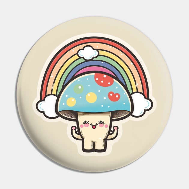 Happy Cute Mushroom Pin by GrayDaiser