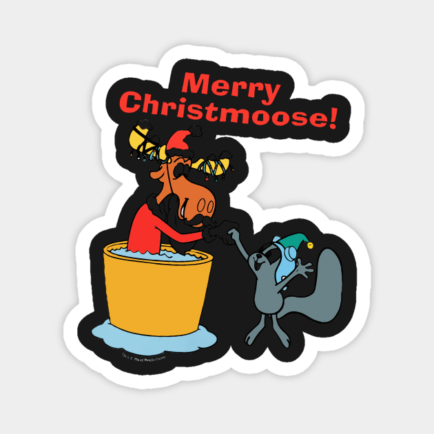 Rocky And Bullwinkle Santa Merry Christmoose Christmas 2 Magnet by Levandotxi