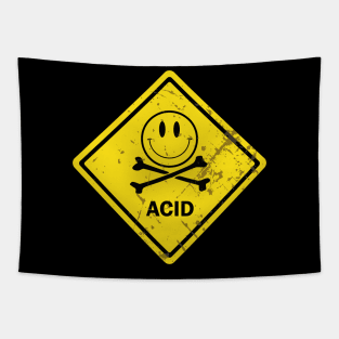 Acid Smiley Hazard Sign Tapestry