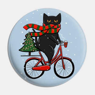 Black Cat Winter Bicycle Ride Pin