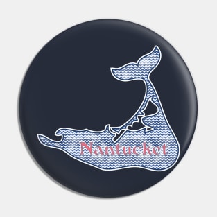 Preppy Navy Watercolor Chevron Nantucket Island Silhouette Pin