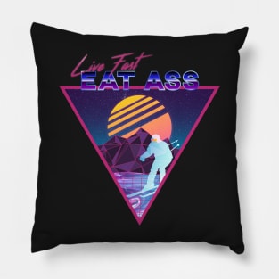 Retro Vaporwave Ski Mountain | Live Fast Eat Ass | Shirts, Stickers, and More! Pillow