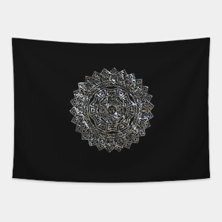 Aztec Mexican Silver Mandala Tapestry