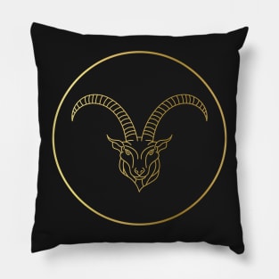 Capricorn Zodiac Art Gold Pillow