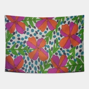 Tropical Rain Flowers Tapestry