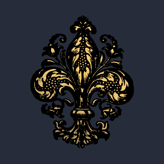 Elegant Fancy French Renaissance Fleur De Lis Black and Gold by Pixelchicken