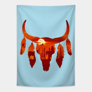 Cow Skull, buffalo skull, desert and cowboys, boho, bull skull Tapestry