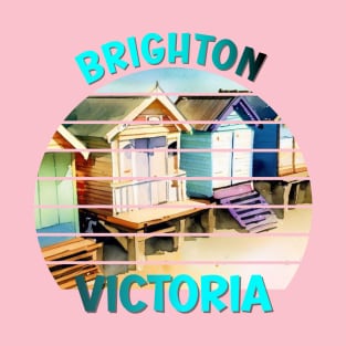 Brighton Victoria Australia Retro Vintage Sunset Beach Boxes T-Shirt