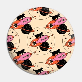 Space Walker Black Cat Pattern in beige Pin