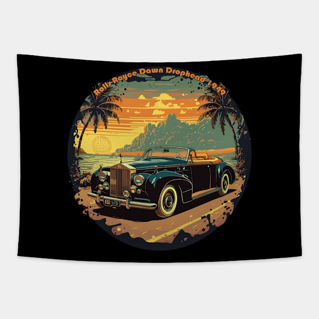 Rolls-Royce Dawn Drophead 1949 - Classic Car Vector Design Tapestry by diegotorres