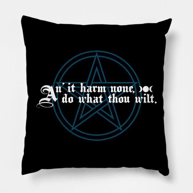 The Wiccan Rede with Witch's Pentacle - Wiccan Pentagram Pillow by Occult Designs