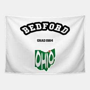 🐱‍👤 Bedford Ohio Strong, Ohio Map, Graduated 1984, City Pride Tapestry