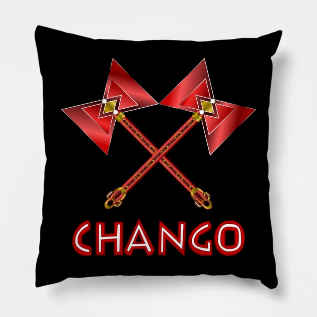 Chango Monogram w Dual Thunder Axe Pillow by geodesyn