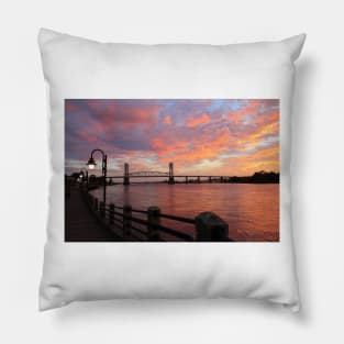 Cape Fear Bridge Sunset Pillow