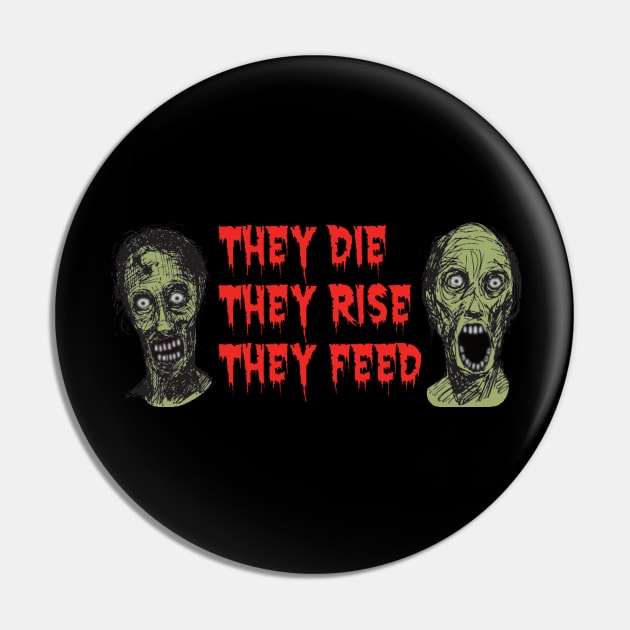 zombies, They Die, They Rise, They Feed Pin by Prodanrage2018