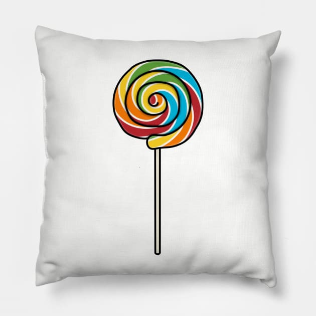 Fun Swirl Lolly Pop Cartoon Style Illustration Pillow by AlmightyClaire