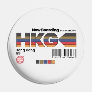 Vintage Hong Kong HKG Airport Label Retro Travel Pin