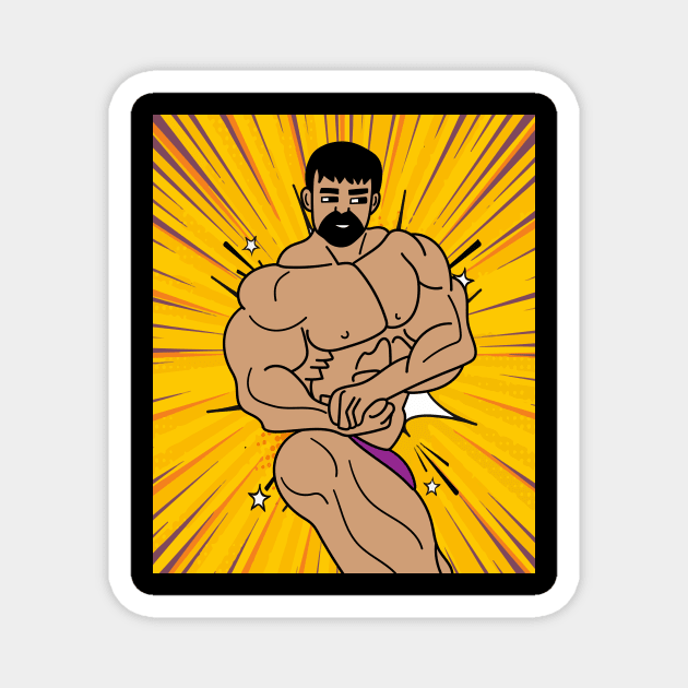 Retro Bodybuilding Lifting Weights Magnet by flofin