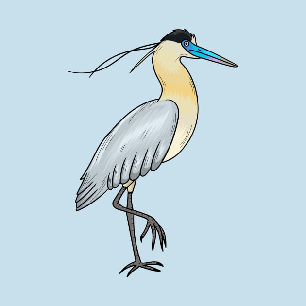 Capped heron bird cartoon illustration by Cartoons of fun