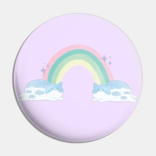 Pastel Cloud Rainbow Cats Pin