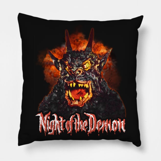 Night of the Demon Retro Cult Classic Horror Fan Art Pillow by darklordpug