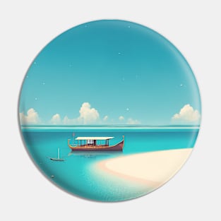 Serene Maldives Getaway - Vintage Retro Travel Poster Pin