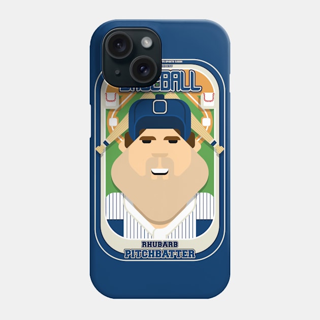 Baseball Blue Pinstripes - Rhubarb Pitchbatter - Bob version Phone Case by Boxedspapercrafts