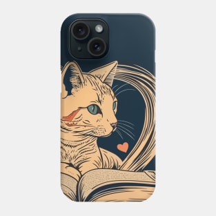 Cat and Book Retro Phone Case