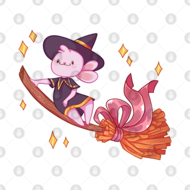 Witch bunny on a broom by Itsacuteart