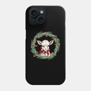 Winter Baby Goat Wreath Phone Case