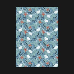 sea ​​pattern with shells and starfish T-Shirt