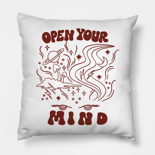 Open Your Mind Trippy 60s 70s Philosophy Pillow by OldSoulShop